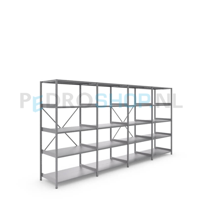 Metalen stellingkast: 200cm (h) x 60cm (d) x 406cm (l)